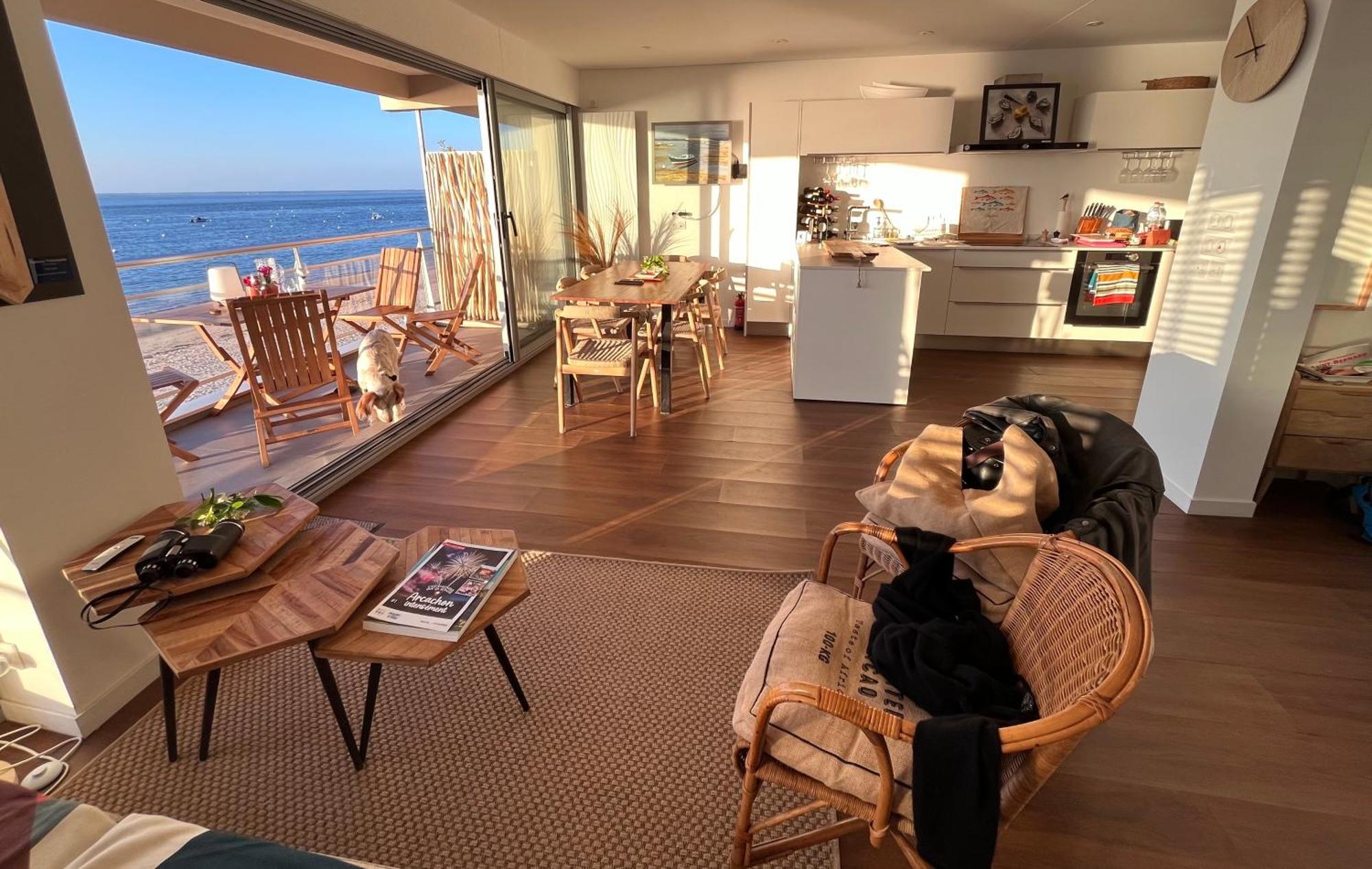 Premiere Ligne Acces Prive Et Direct A La Plage Vue Mer 阿卡雄 外观 照片