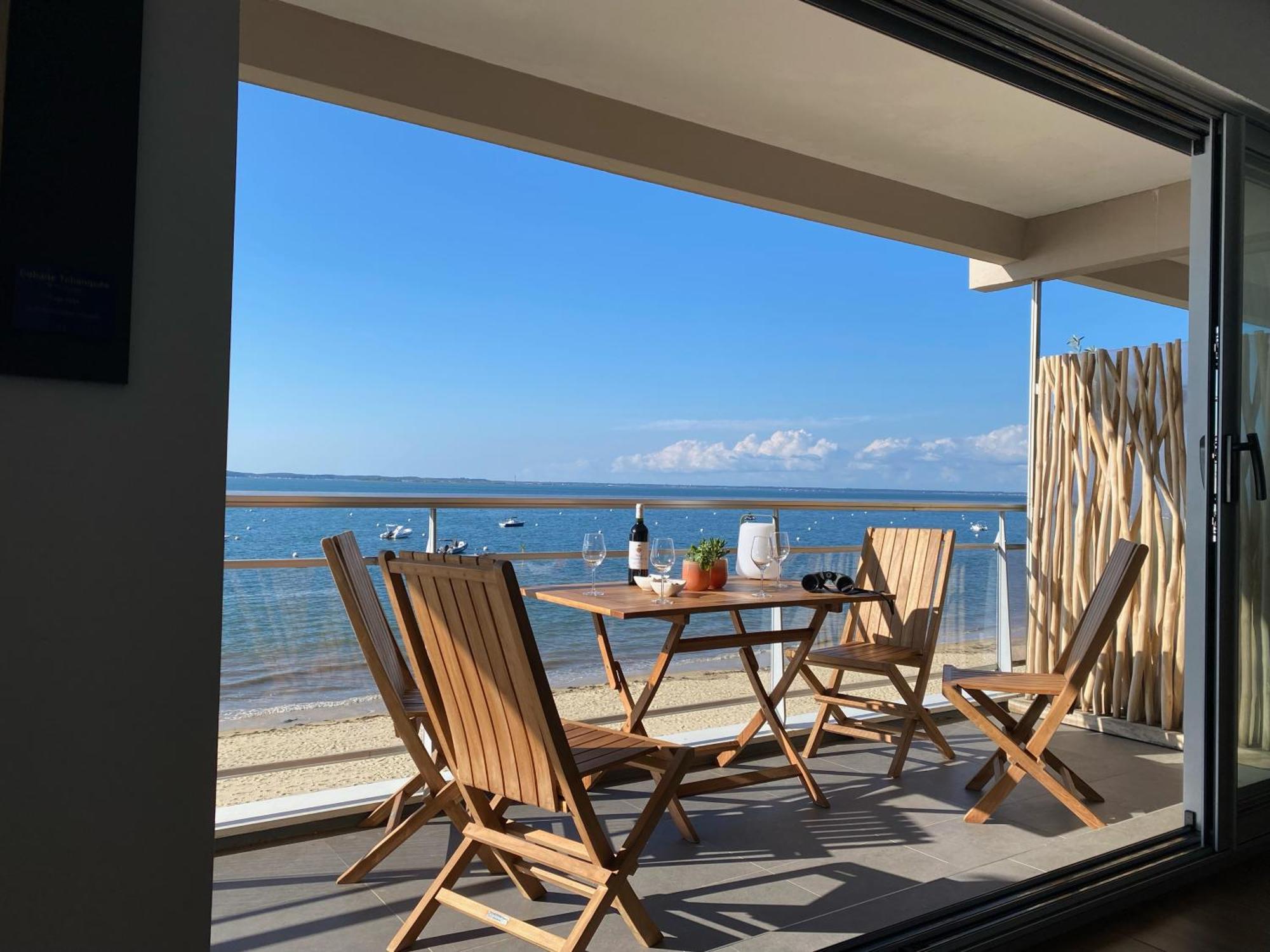 Premiere Ligne Acces Prive Et Direct A La Plage Vue Mer 阿卡雄 外观 照片